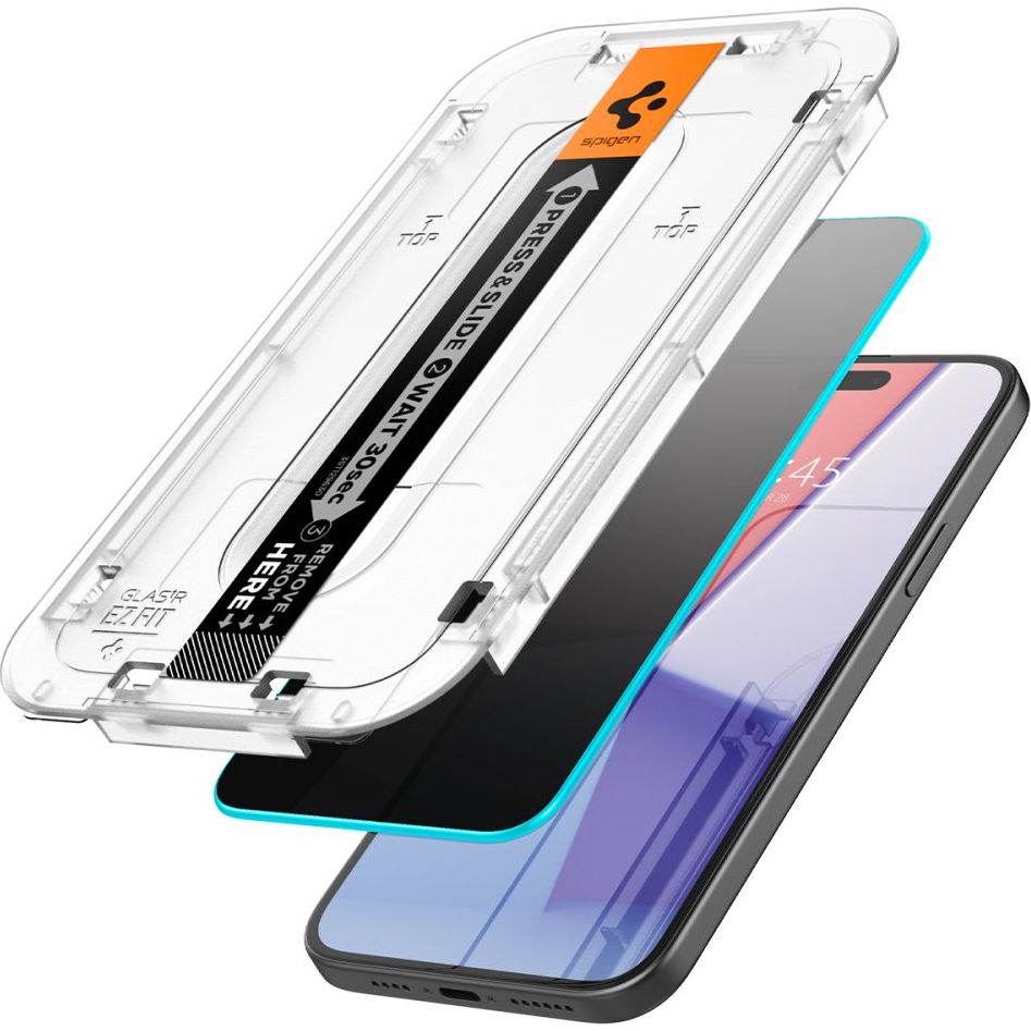 Glas für die Schutzhülle Spigen Glas.tR EZ Fit Privacy 2-Pack für iPhone 15 Pro