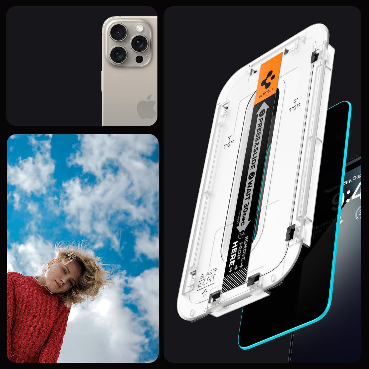 Glas für die Schutzhülle Spigen Glas.tR EZ Fit Privacy 2-Pack für iPhone 15 Pro