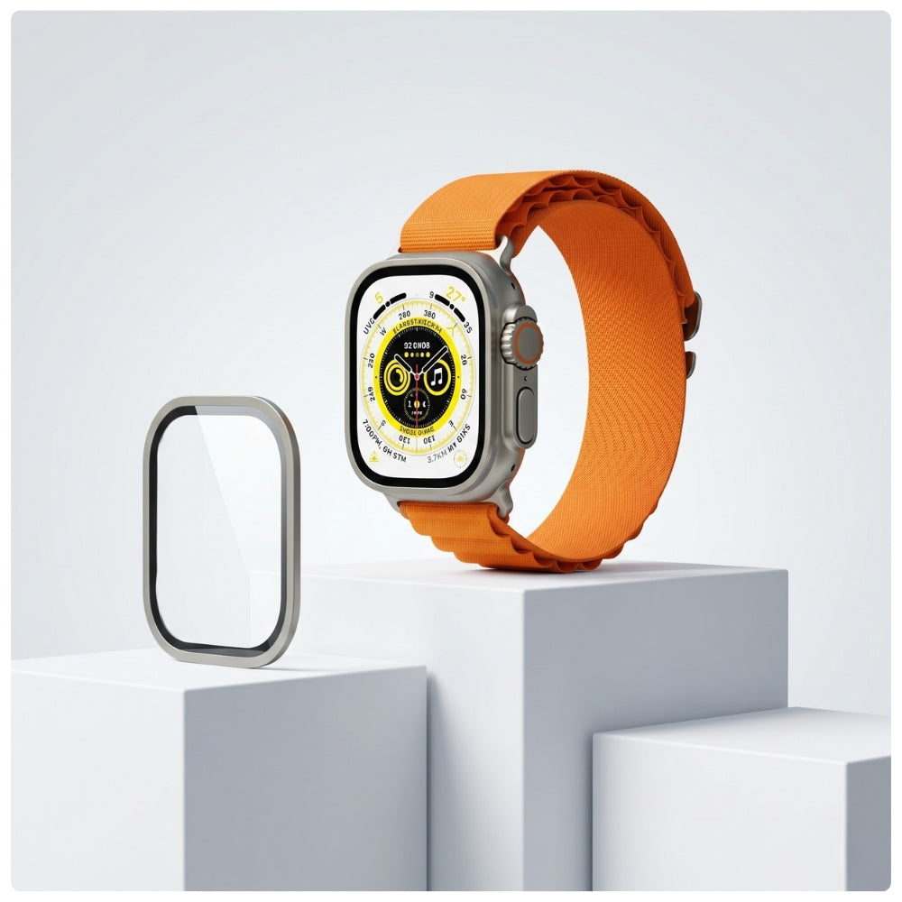 Displayschutzglas YAXO AR Superhard Armor Glass für Apple Watch Ultra 1/2/3, mit silbernem Rahmen (3/6)