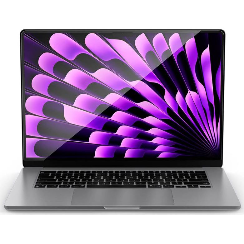 Gehärtetes Glas Spigen Glas.tR Slim für MacBook Air 15.3" M5 / M4 / M3 / M2, schwarzer Rahmen