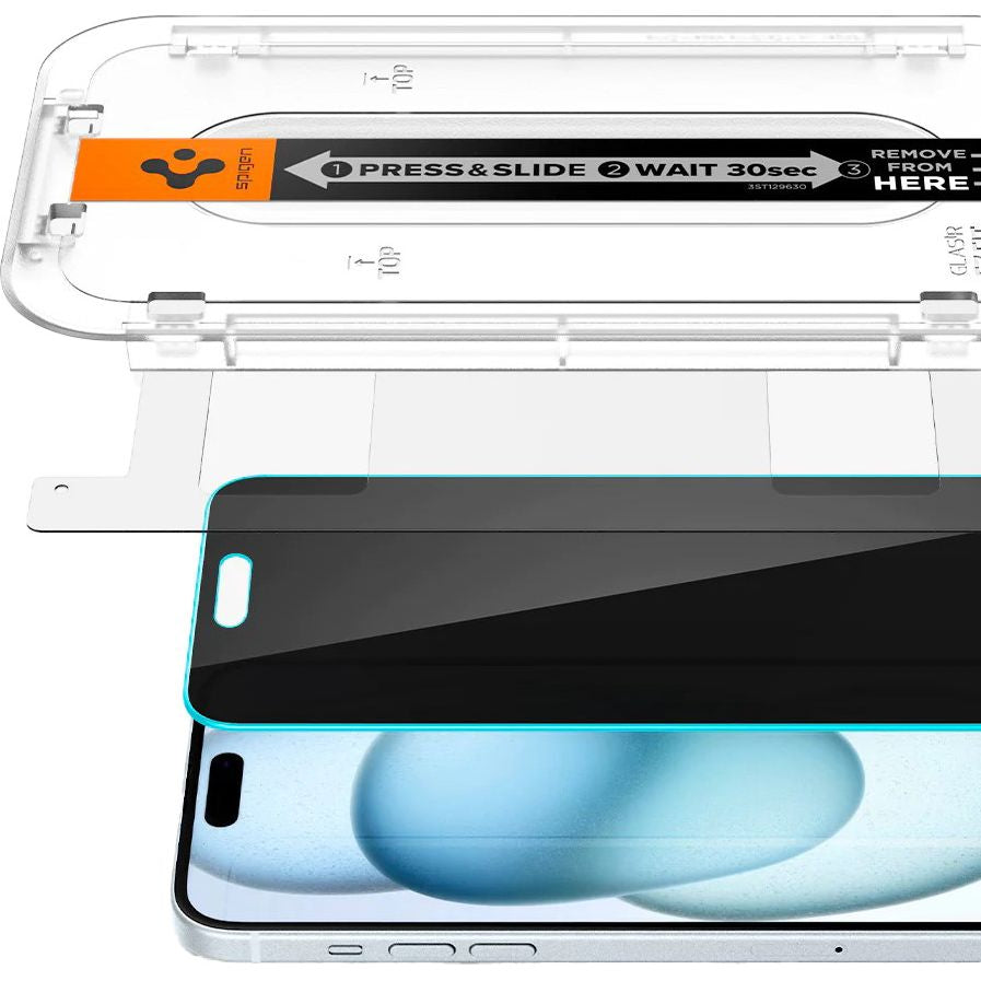 Glas für die Schutzhülle für iPhone 15 Plus / 16 Plus, Spigen Glas.tR EZ Fit Privacy 2-Pack