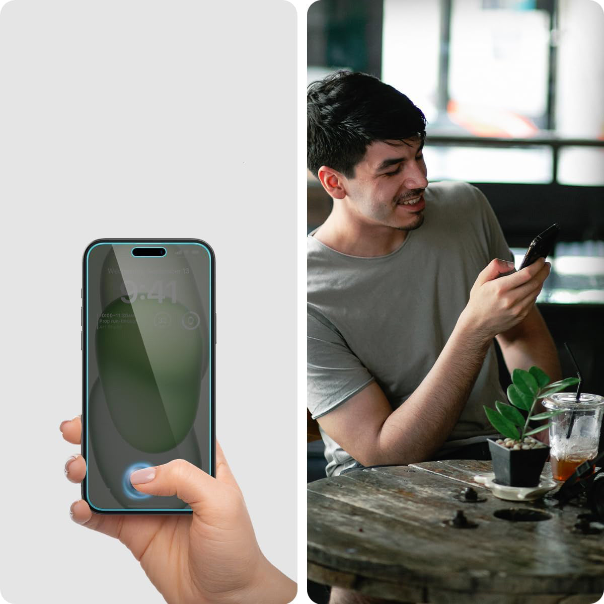 Glas für die Schutzhülle für iPhone 15 Plus / 16 Plus, Spigen Glas.tR EZ Fit Privacy 2-Pack