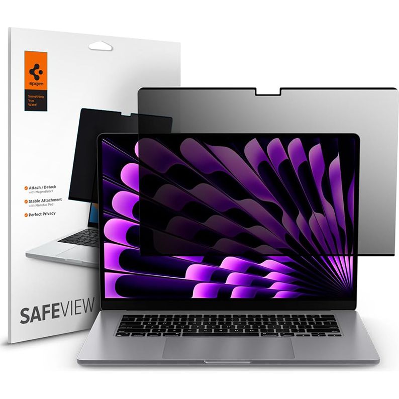 Folie Spigen SafeView Privacy Filter mit Sichtschutzfilter für MacBook Air 15.3" M5 / M4 / M3 / M2