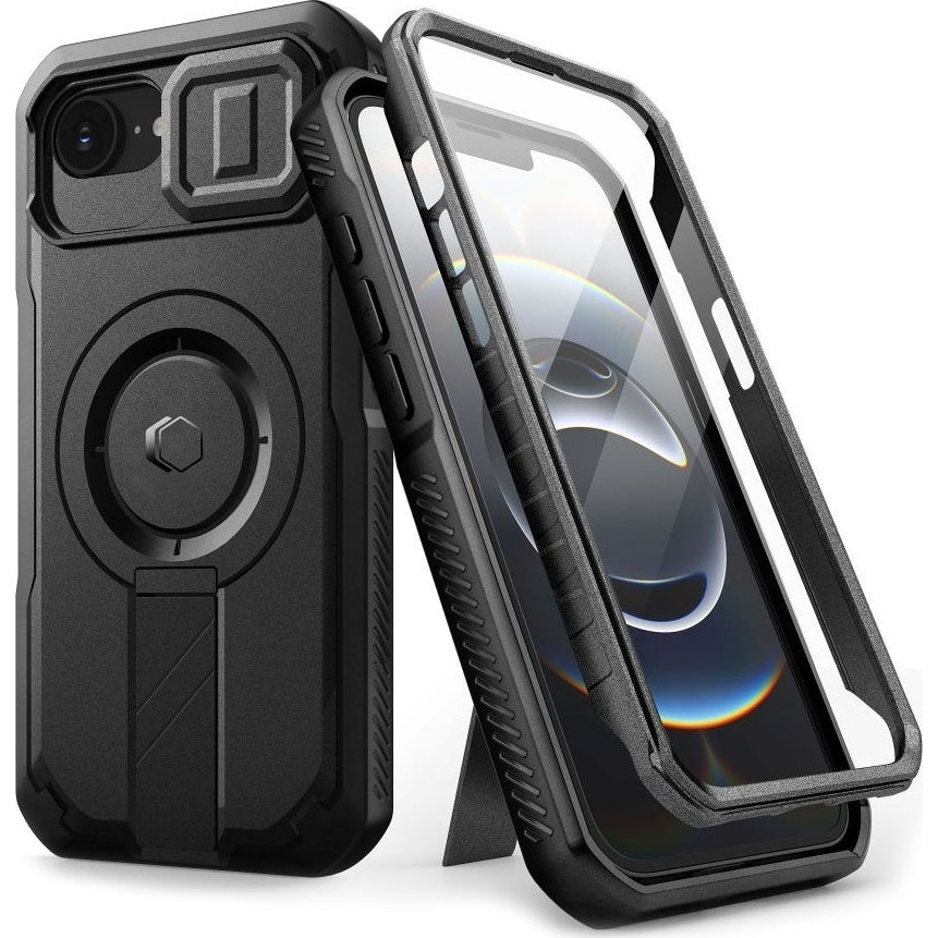 Handyhülle für Apple iPhone 17e / 16e, Tech-Protect Kevlar Cam Plus, Schwarz