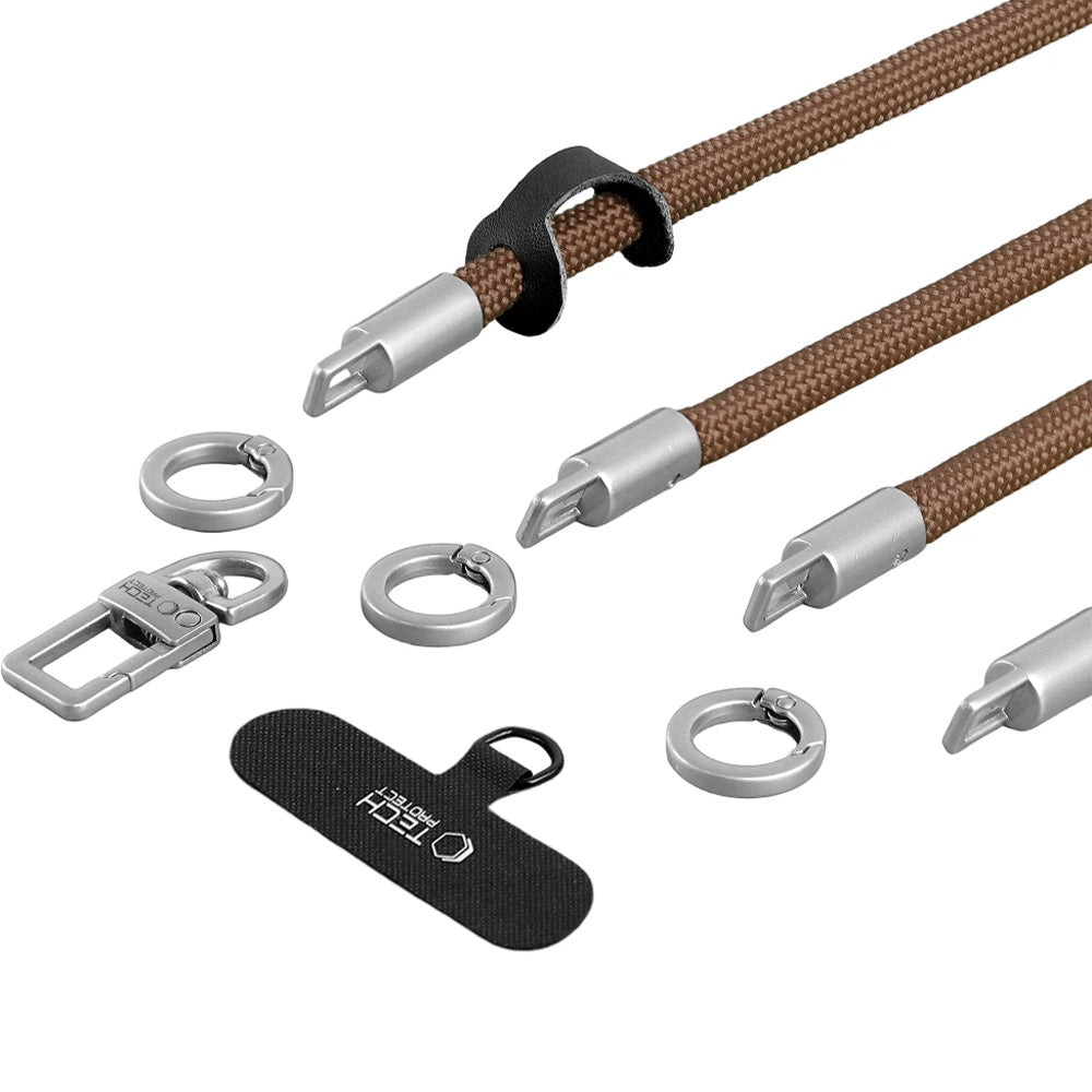 Handy-Schlüsselband für Telefon Tech-Protect C10S Rope Crossbody Wrist, Braun