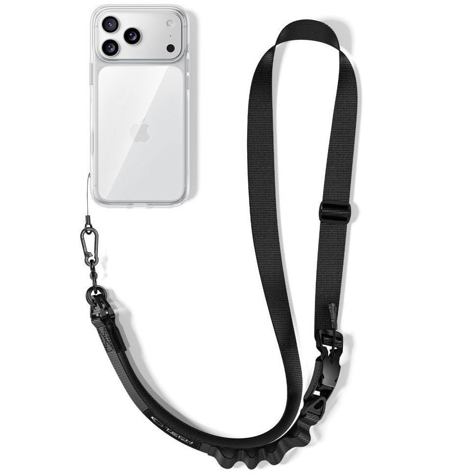 Handy-Schlüsselband für Telefon Tech Protect C9S Rope Crossbody, Schwarz