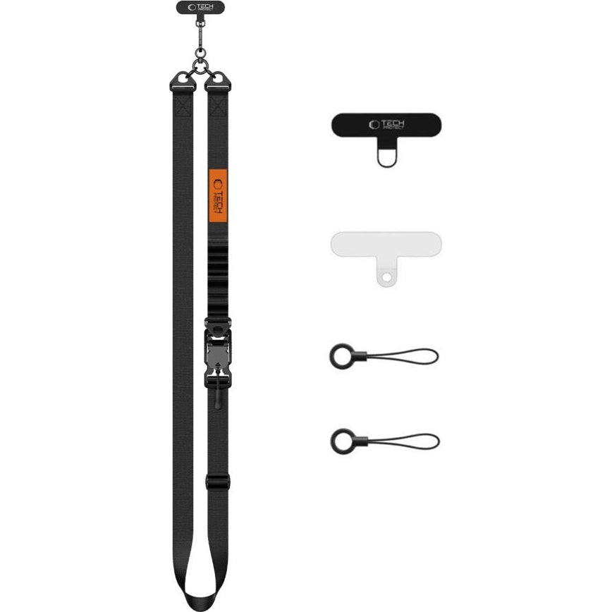Handy-Schlüsselband für Telefon Tech Protect C9S Rope Crossbody, Schwarz-Orange