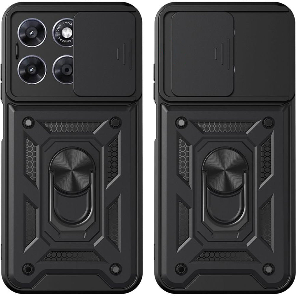 Handyhülle mit Ring für Motorola Moto G67 Power / G57 Power, Tech-Protect Camshield Pro, Schwarz