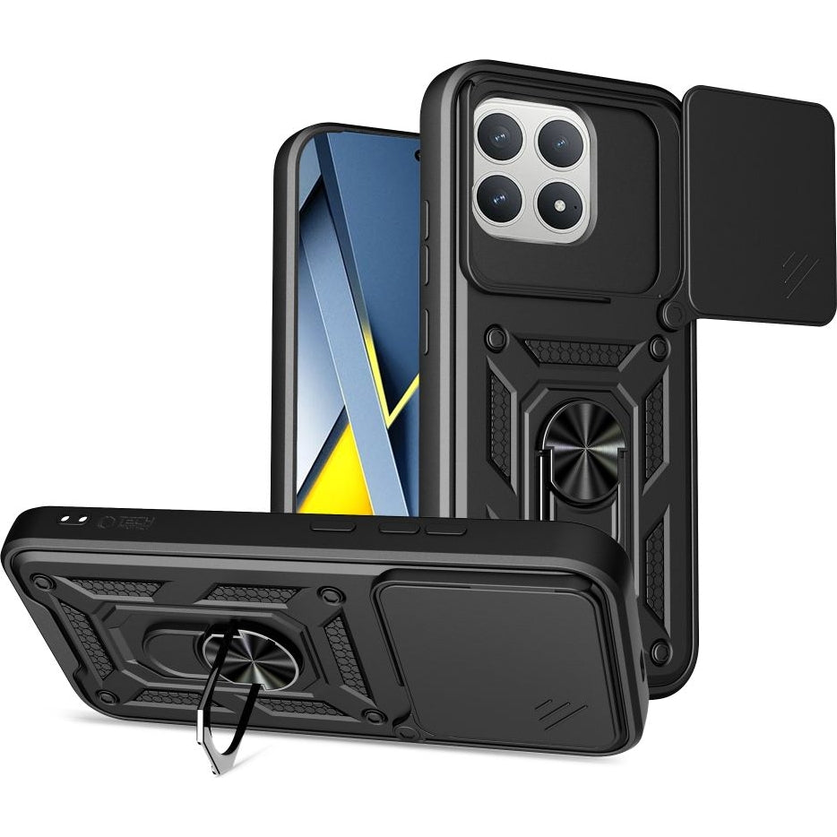 Handyhülle mit Ring für POCO F8 Pro, Tech-Protect Camshield Pro, Schwarz