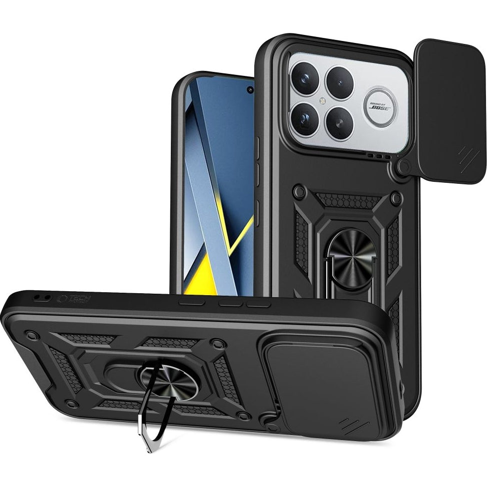 Handyhülle mit Ring für POCO F8 Ultra, Tech-Protect Camshield Pro, Schwarz