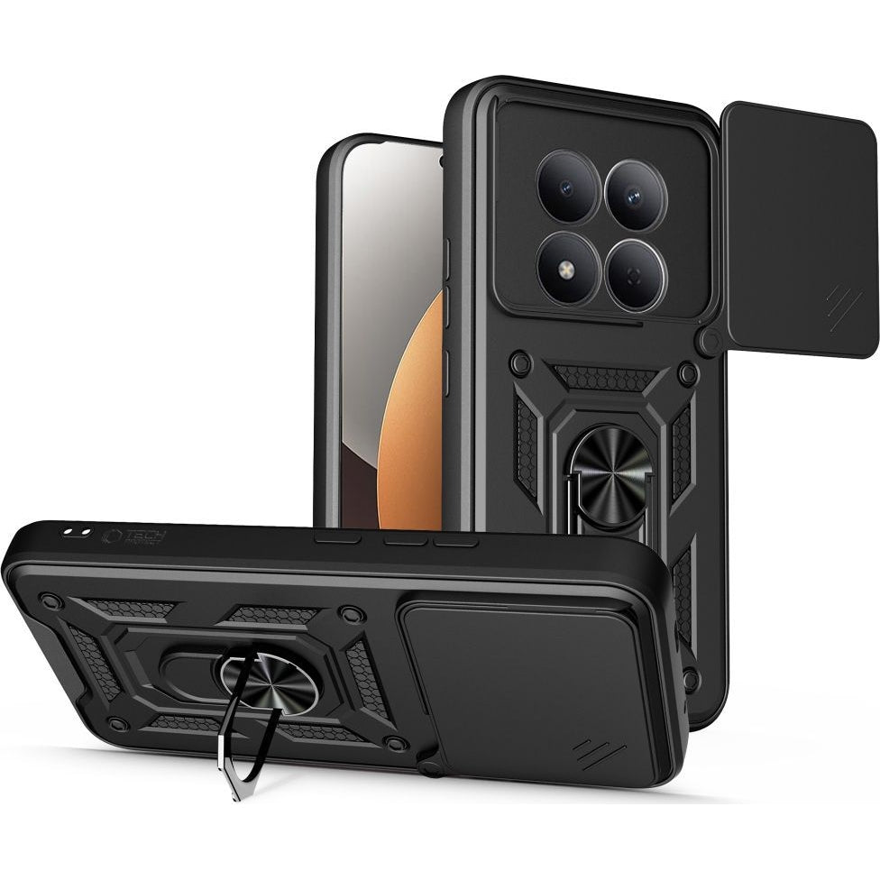 Handyhülle mit Ring für Xiaomi Redmi Note 15 Pro 5G, Tech-Protect Camshield Pro, Schwarz