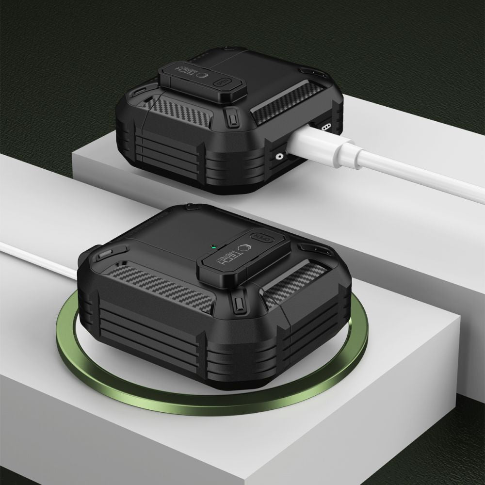 Schutzhülle für Apple AirPods 5 / 4, Tech-Protect Carbonox, Schwarz