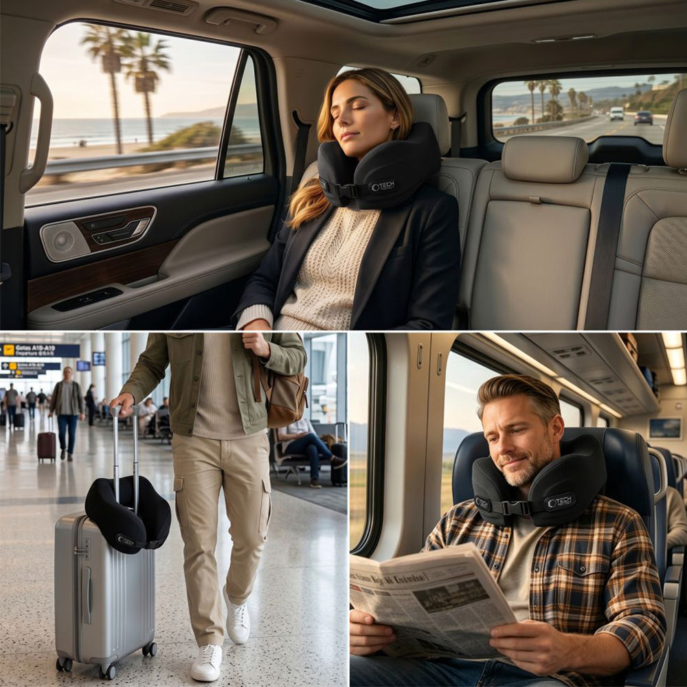 Nackenkissen für das Auto, Tech-Protect ComfortRest Travel Neck Pillow, Schwarz