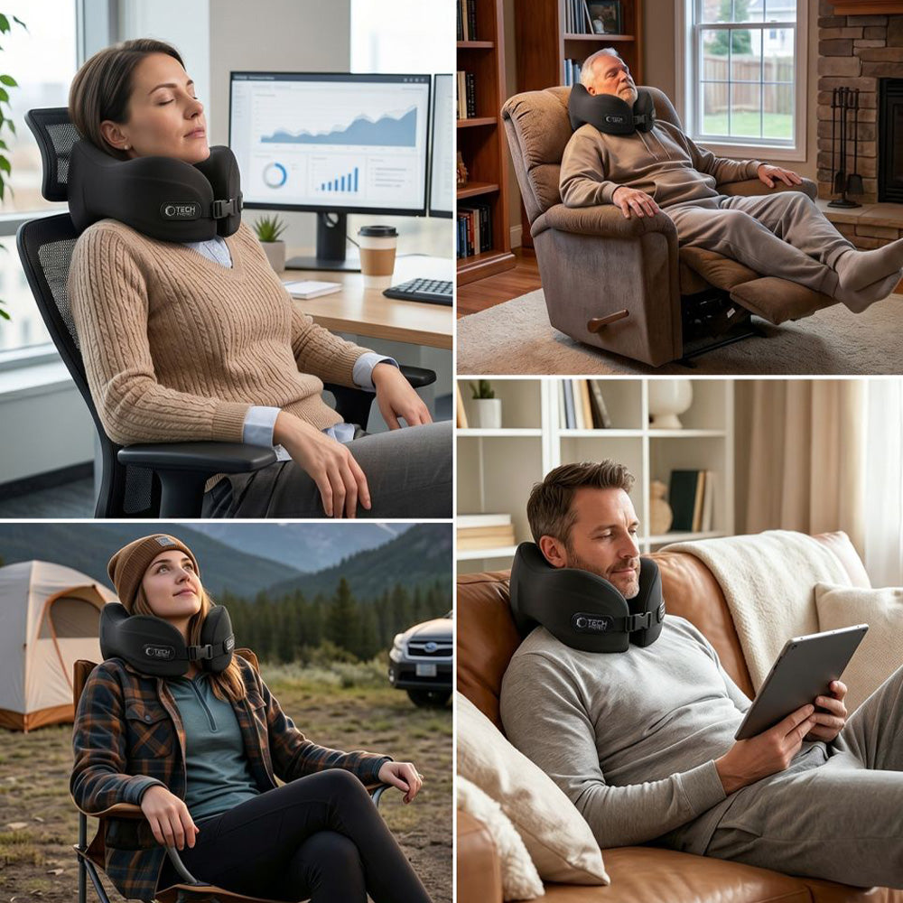 Nackenkissen für das Auto, Tech-Protect ComfortRest Travel Neck Pillow, Schwarz