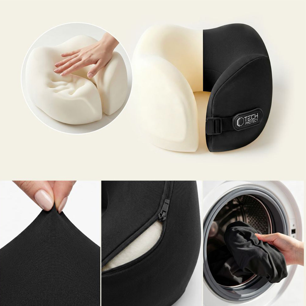 Nackenkissen für das Auto, Tech-Protect ComfortRest Travel Neck Pillow, Schwarz
