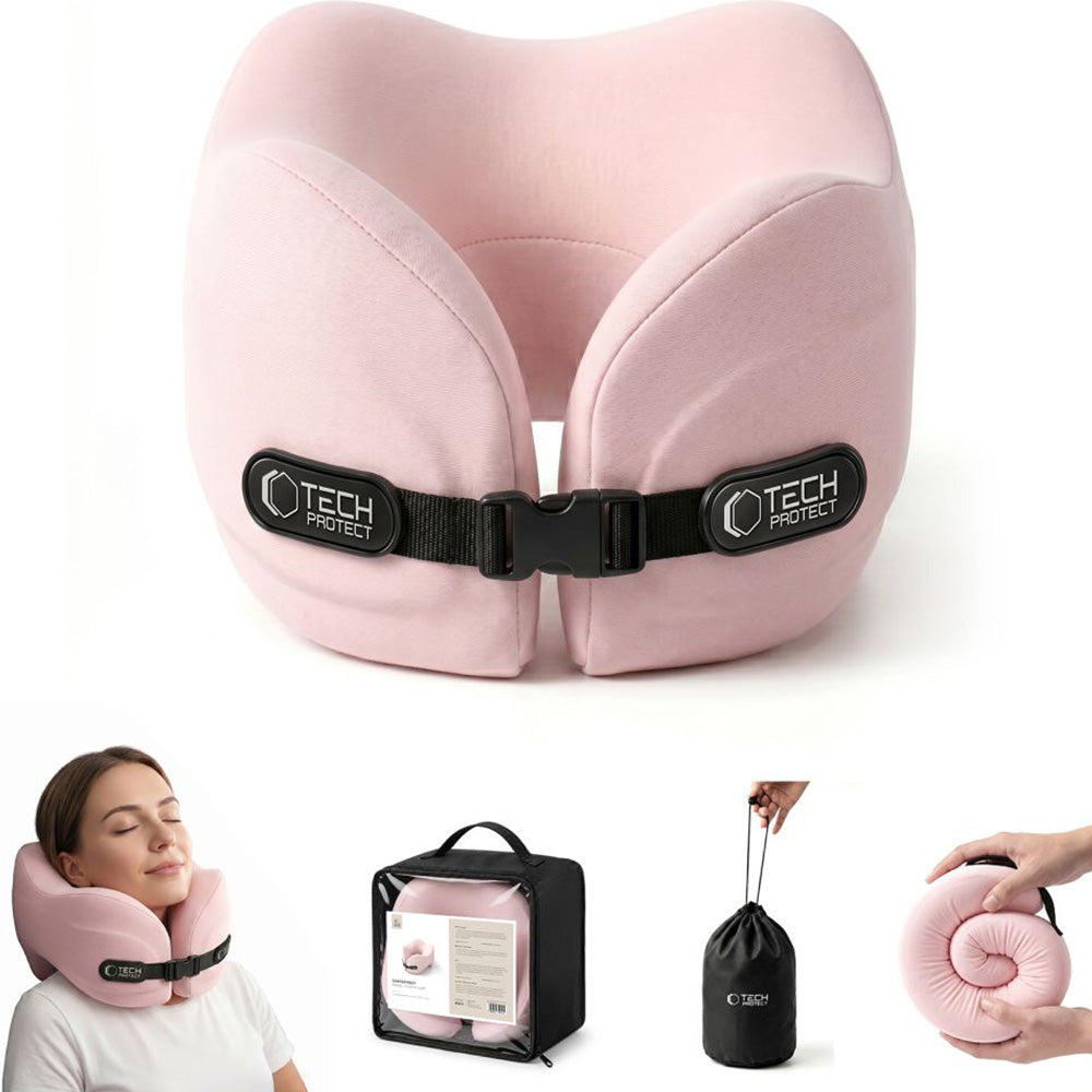 Nackenkissen für das Auto, Tech-Protect ComfortRest Travel Neck Pillow, Rosa
