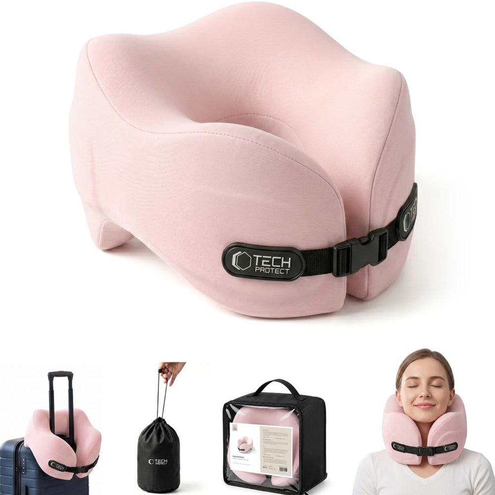 Nackenkissen für das Auto, Tech-Protect ComfortRest Travel Neck Pillow, Rosa