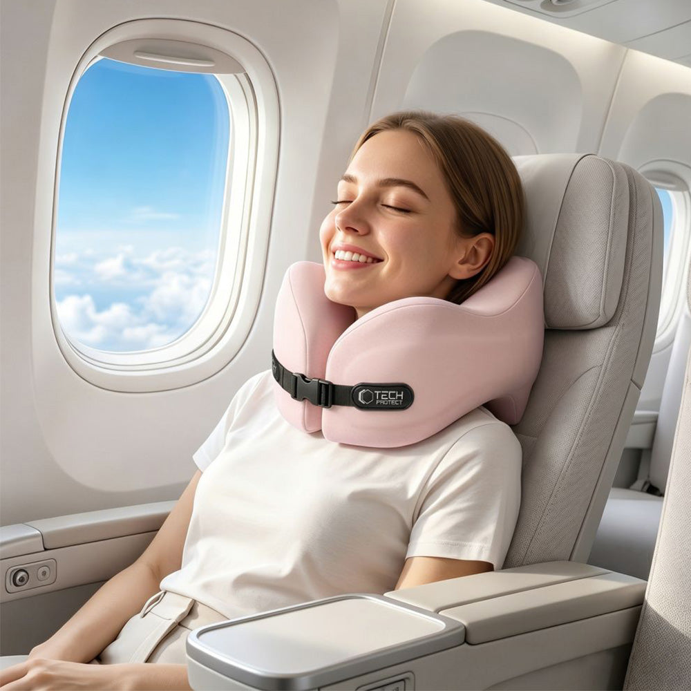 Nackenkissen für das Auto, Tech-Protect ComfortRest Travel Neck Pillow, Rosa