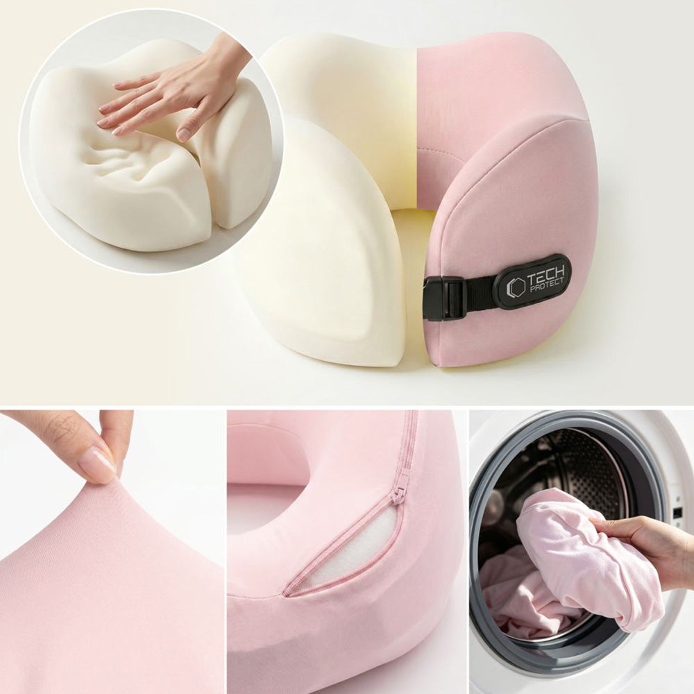 Nackenkissen für das Auto, Tech-Protect ComfortRest Travel Neck Pillow, Rosa