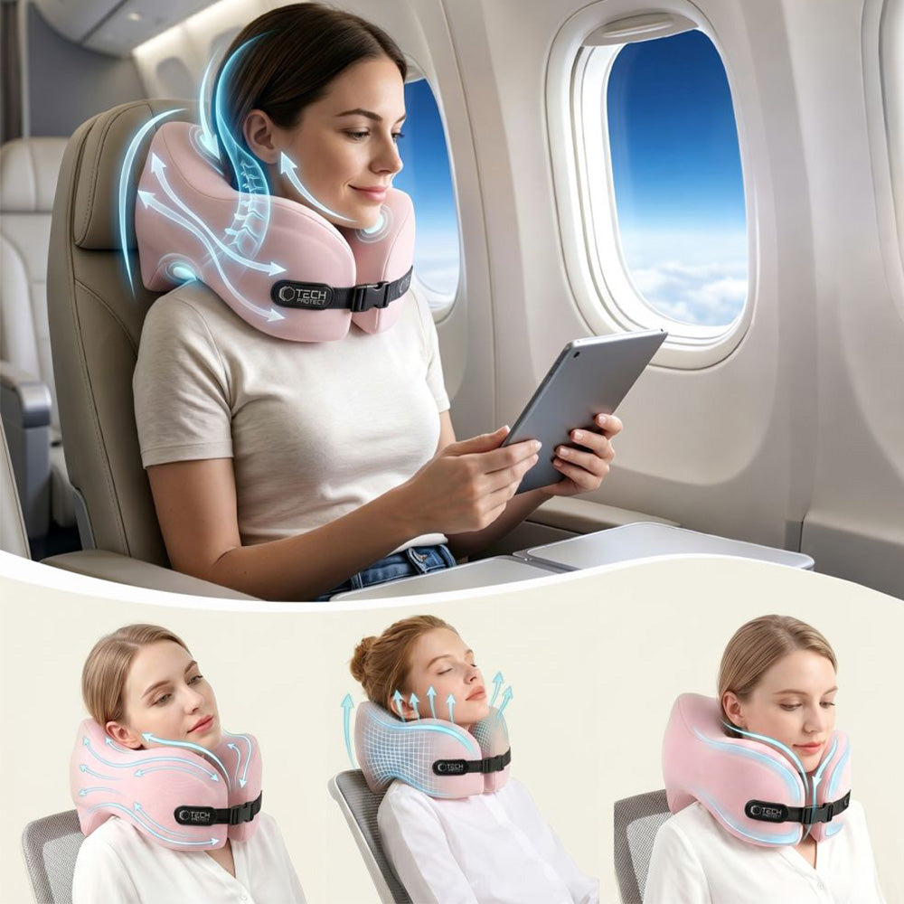 Nackenkissen für das Auto, Tech-Protect ComfortRest Travel Neck Pillow, Rosa