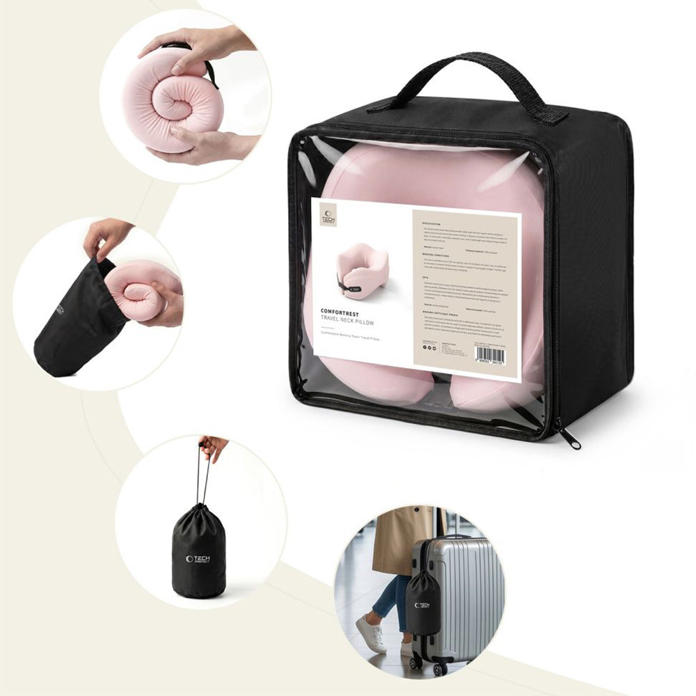 Nackenkissen für das Auto, Tech-Protect ComfortRest Travel Neck Pillow, Rosa