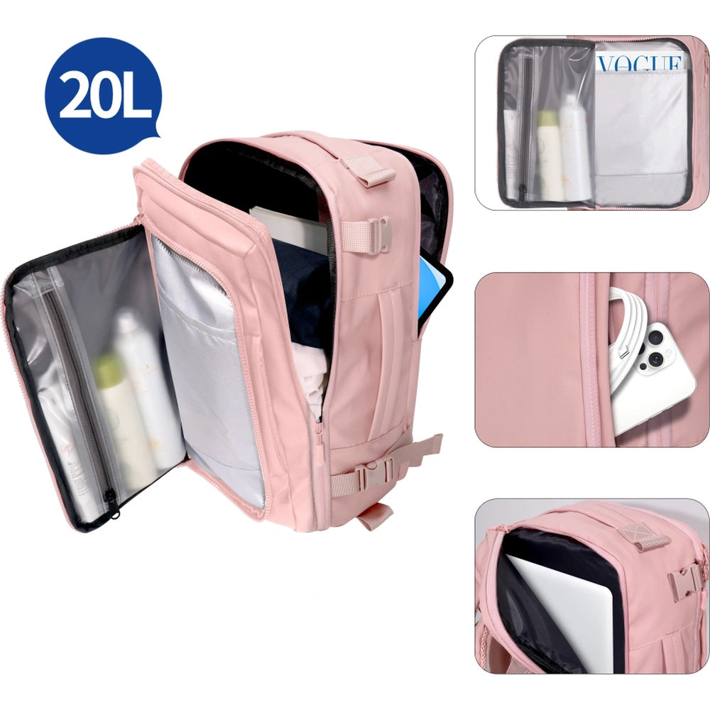 Reiserucksack mit Platz für einen Laptop, 20l, Tech-Protect Defender S50, Rosa