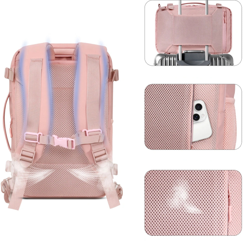Reiserucksack mit Platz für einen Laptop, 20l, Tech-Protect Defender S50, Rosa