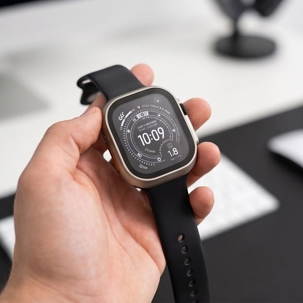 Hülle mit Glas für Apple Watch Ultra 4 49mm / 3 49mm / 2 49mm / 1 49mm, Tech-Protect Defense, 2 Stück, Titan, Transparent (11/11)