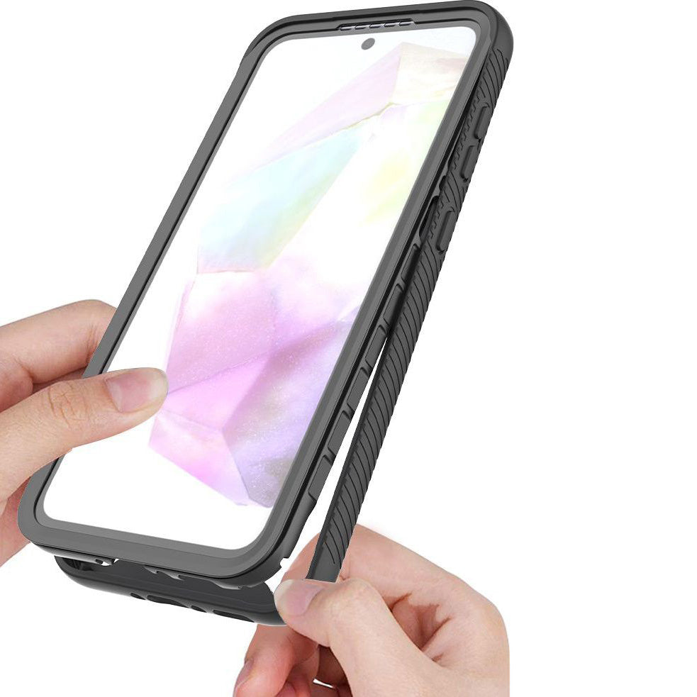 Handyhülle mit Bildschirmschutz für Galaxy A36 / A56 5G, Tech-Protect Defense, Transparent und Schwarz