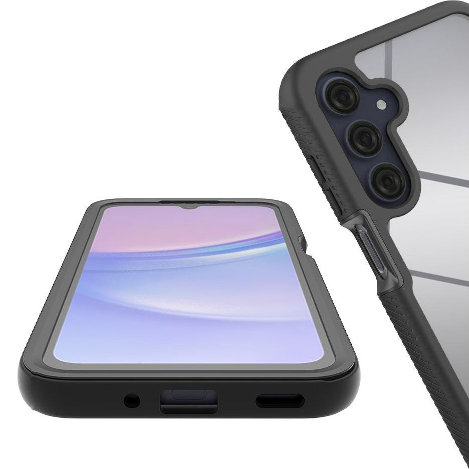 Handyhülle für Galaxy A26 5G, A17 5G / 4G, A16 5G / 4G, Tech-Protect Defense360, Transparent und Schwarz