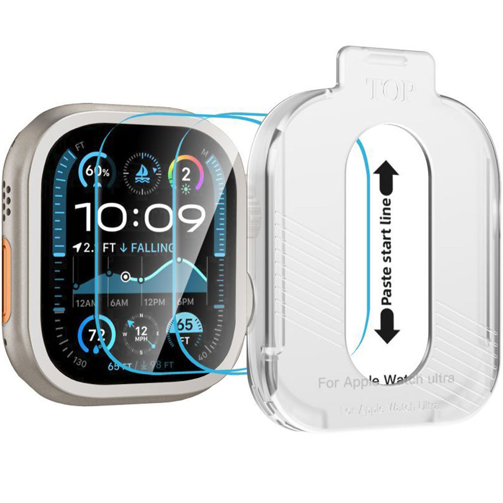 Gehärtetes Glas für Apple Watch Ultra 3/2/1 49 mm, Tech-Protect Easy Set Plus, mit Applikator, 2 Stück