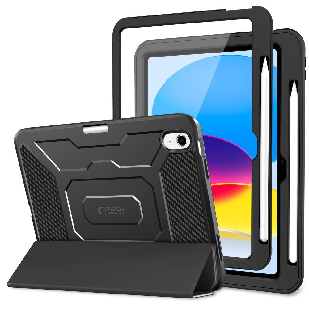 Schutzhülle mit Bildschirmschutz für iPad 11 / 10 gen. 2025 / 2022, Tech-Protect Endurance, Schwarz