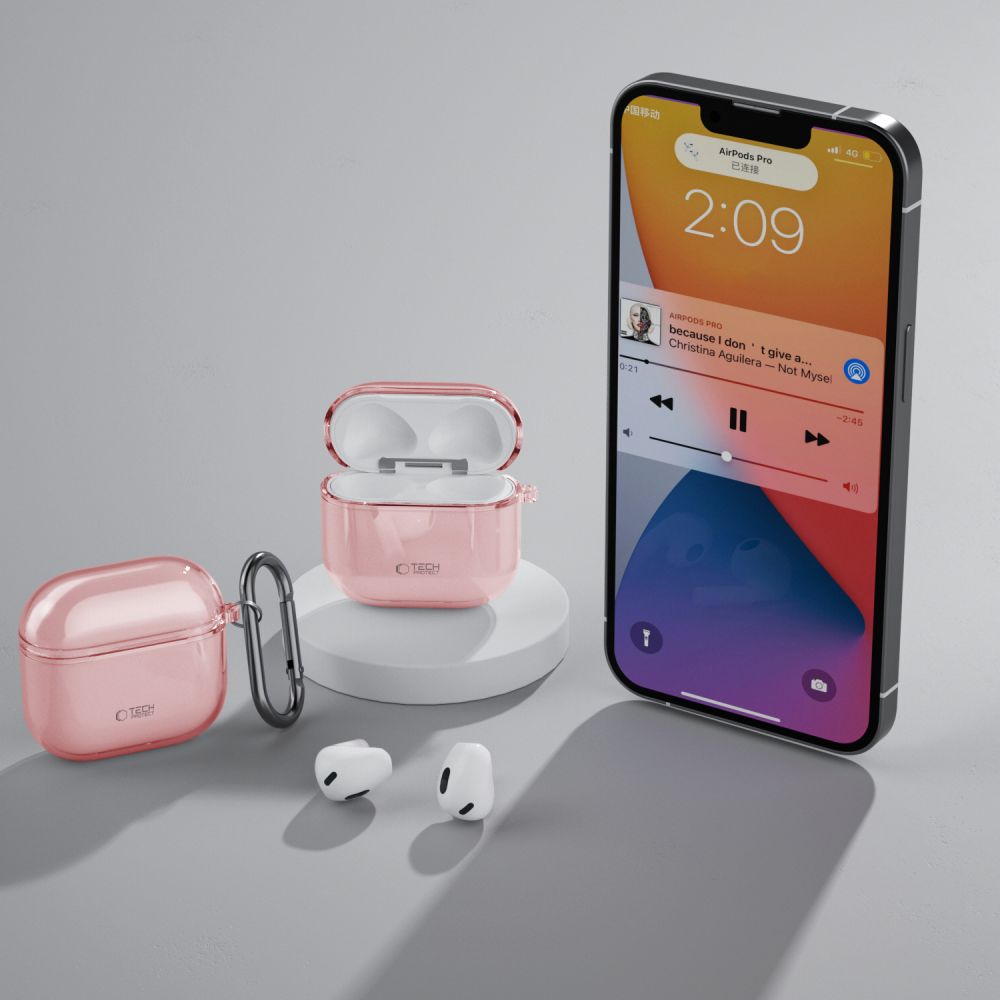 Schutzhülle für Apple AirPods 5 / 4, Tech-Protect Flexair Transparent-Rosa
