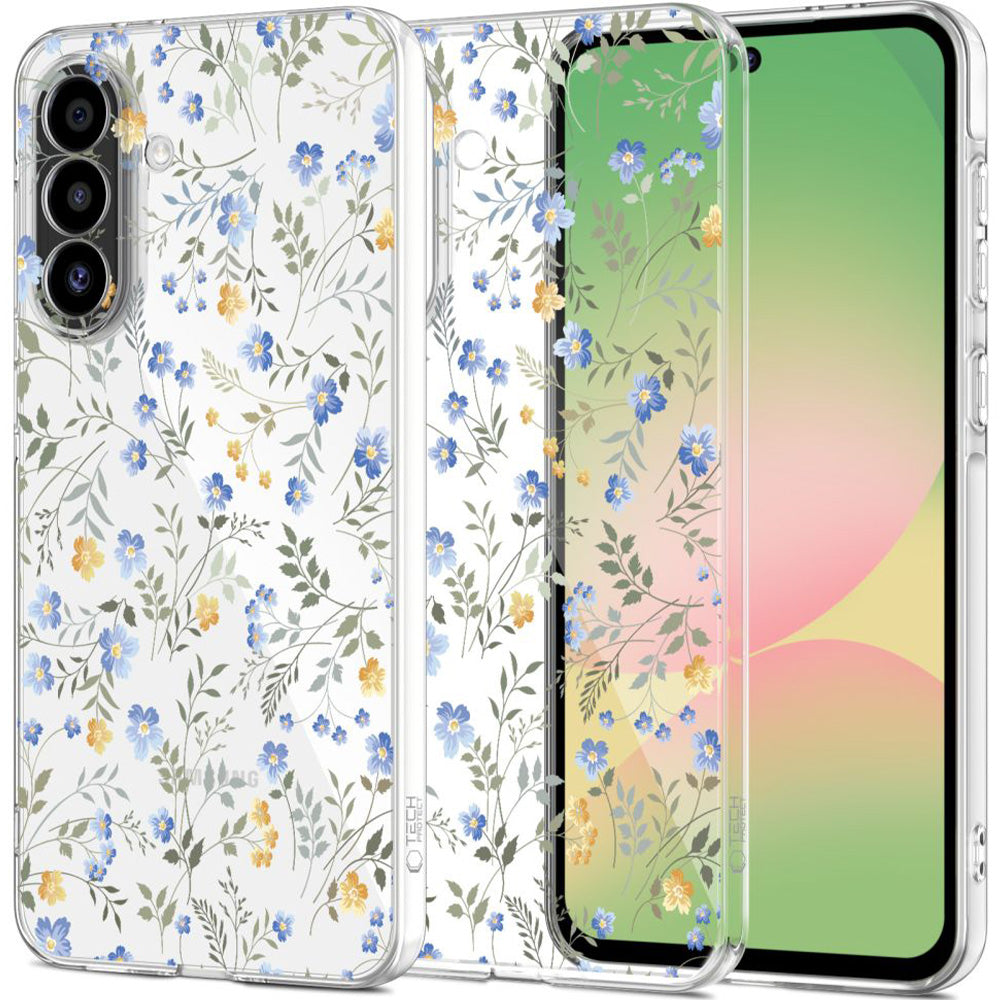 Handyhülle für Galaxy A27 5G, Tech-Protect FlexAir, Transparent mit Floralem Muster