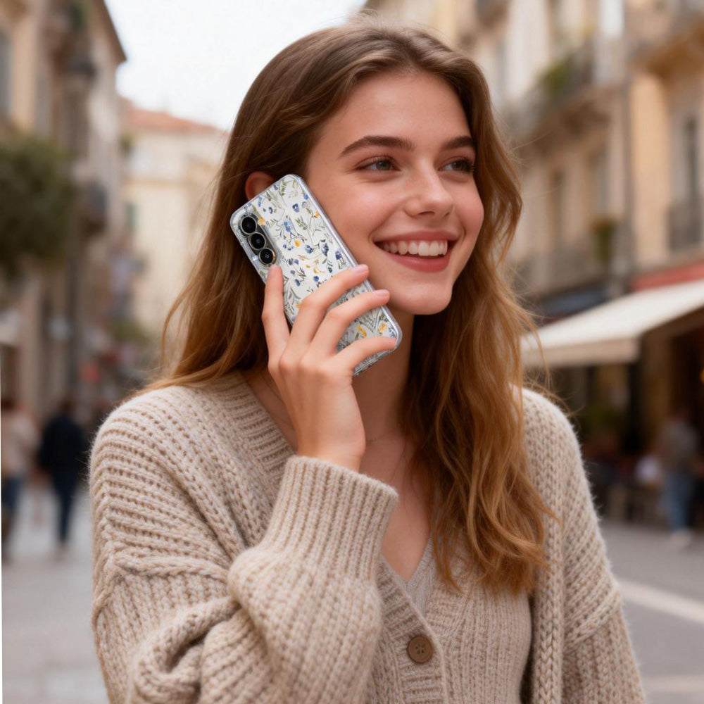 Handyhülle für Galaxy A27 5G, Tech-Protect FlexAir, Transparent mit Floralem Muster