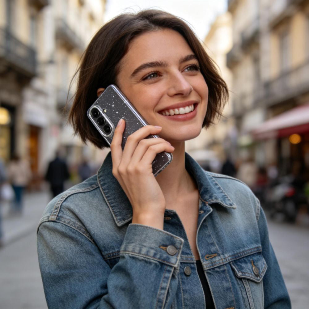 Handyhülle für Galaxy A37 5G / A36 5G, Tech-Protect FlexAir, Transparent mit Glitzer