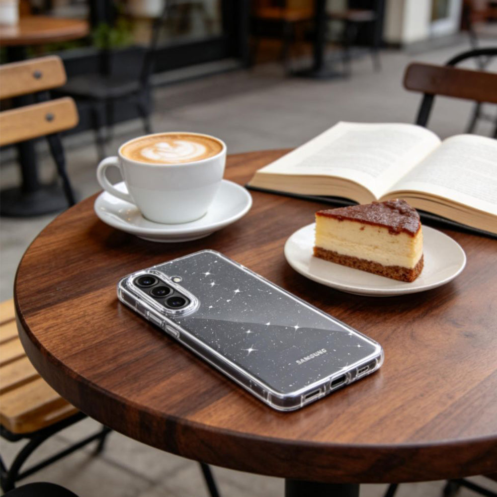 Handyhülle für Galaxy A37 5G / A36 5G, Tech-Protect FlexAir, Transparent mit Glitzer