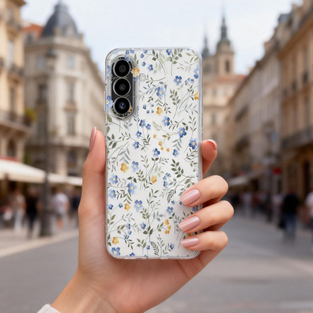 Handyhülle für Galaxy A57 5G, Tech-Protect FlexAir, Transparent mit floralem Muster