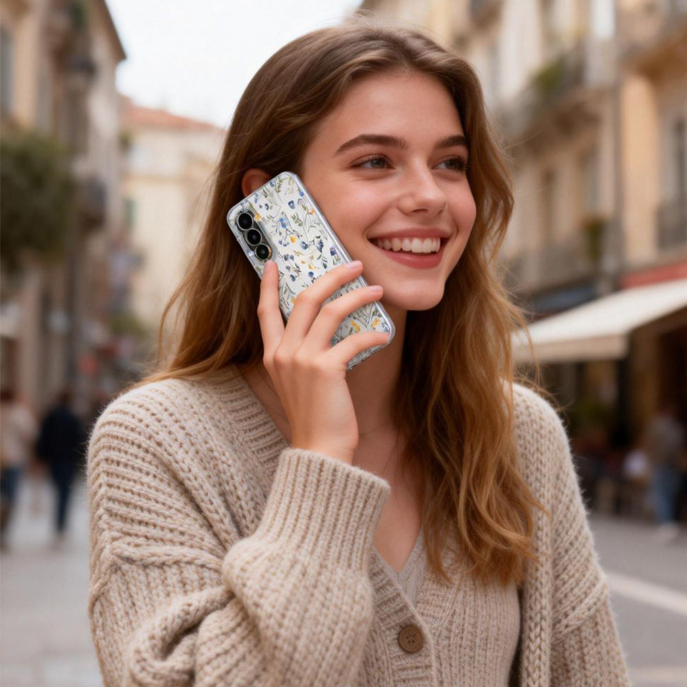 Handyhülle für Galaxy A57 5G, Tech-Protect FlexAir, Transparent mit floralem Muster