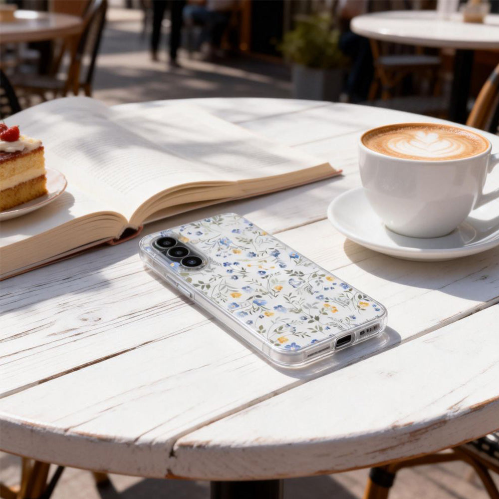 Handyhülle für Galaxy A57 5G, Tech-Protect FlexAir, Transparent mit floralem Muster