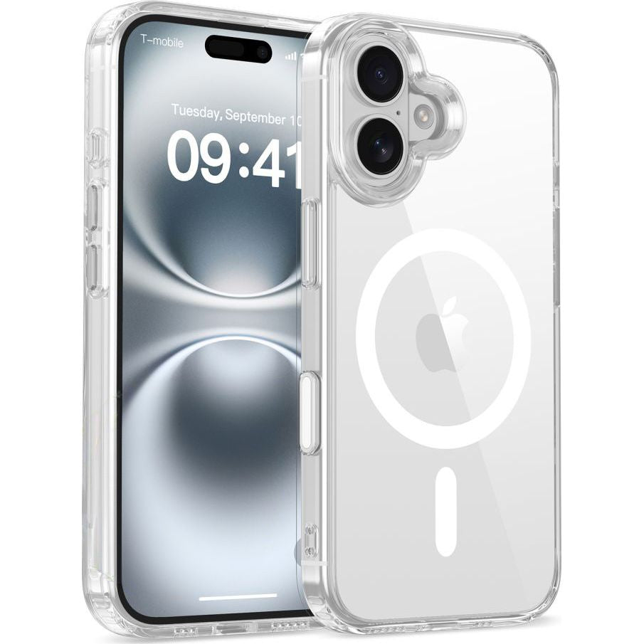 Handyhülle für iPhone 16, Tech-Protect Flexair Hybrid CC mit MagSafe, Transparent