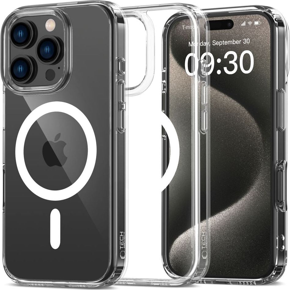 Handyhülle für iPhone 16 Pro Max, Tech-Protect Flexair Hybrid mit MagSafe, Transparent