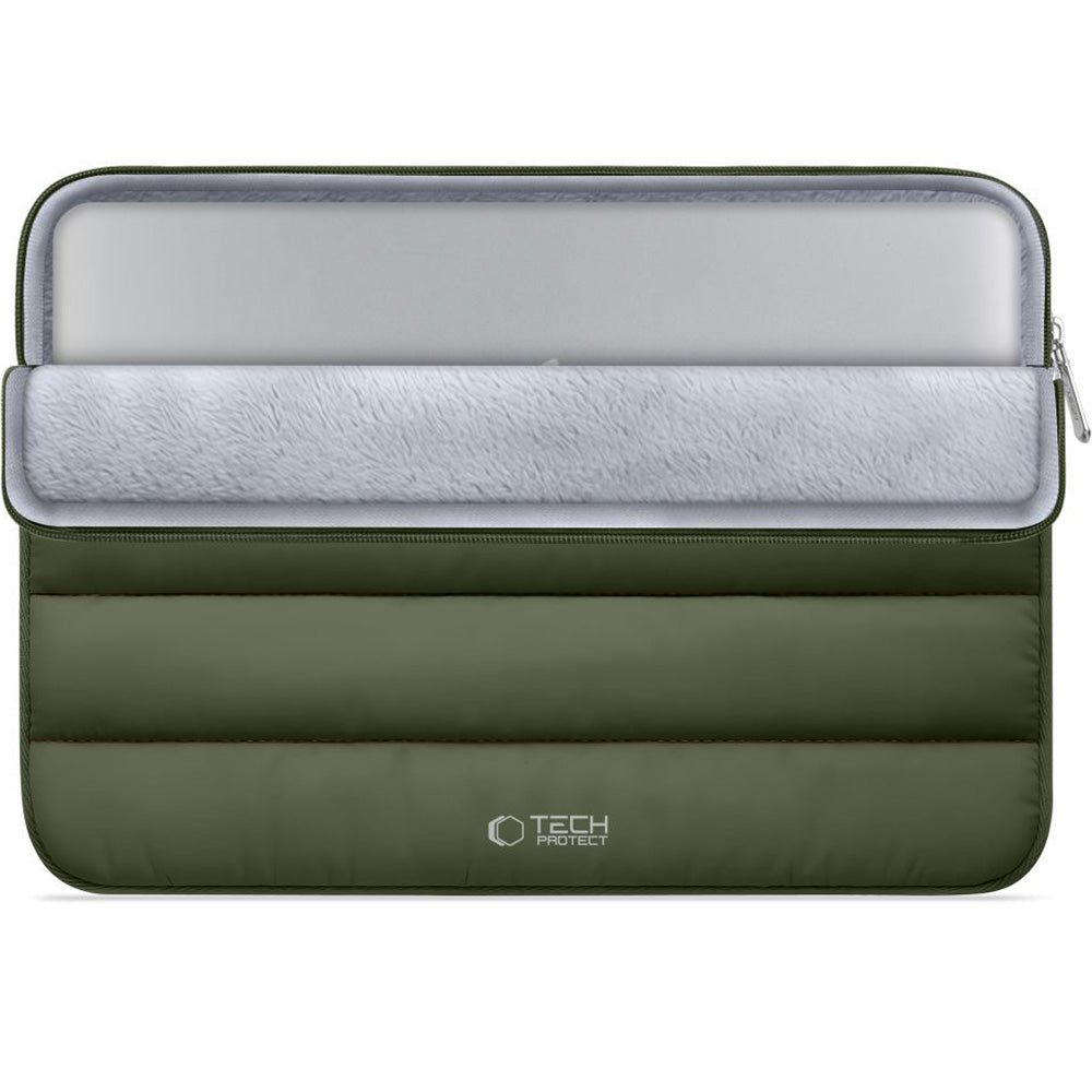 Universal Laptoptasche bis zu 13-14", Tech-Protect Fluffy, Dunkelgrün