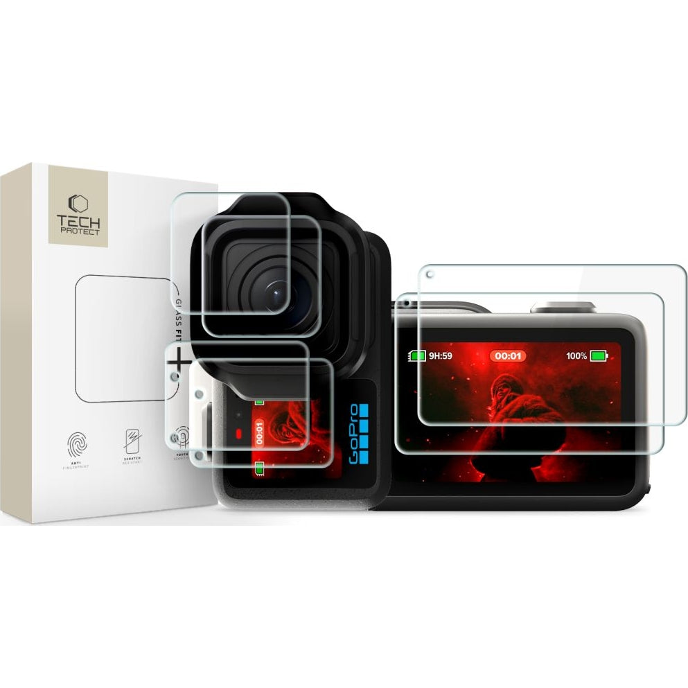 Gehärtetes Glas, Folie für GoPro Mission 1 / 1 Pro, Tech-Protect Foil Glass Fit Plus, 6 Stück