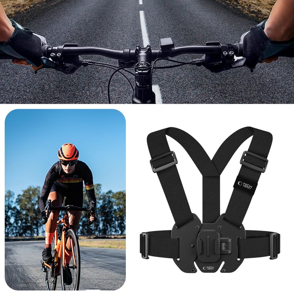 Brusthalterung für GoPro, DJI, Tech-Protect GA100 Chest Mount, Schwarz