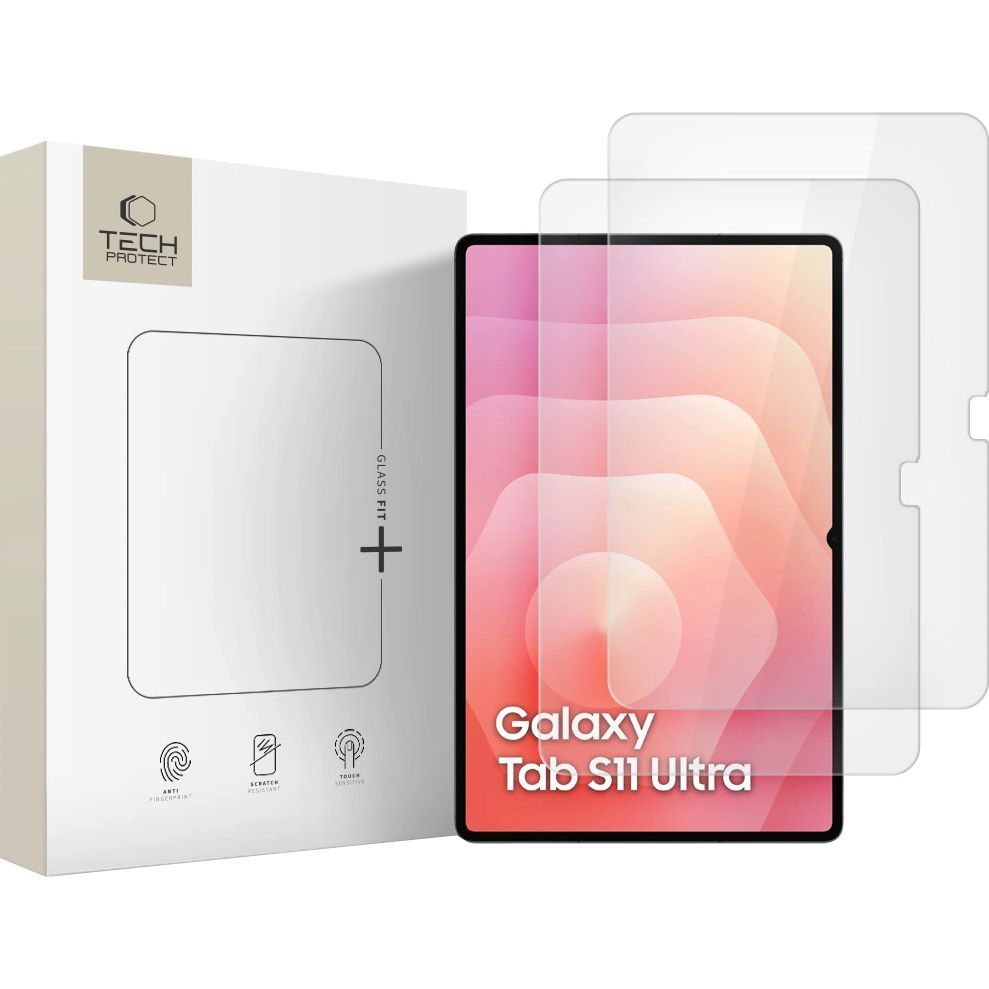 Gehärtetes Glas für Galaxy Tab S11 Ultra / S10 Ultra / S9 Ultra / S8 Ultra, Tech-Protect Glass Fit Plus, 2 Stück