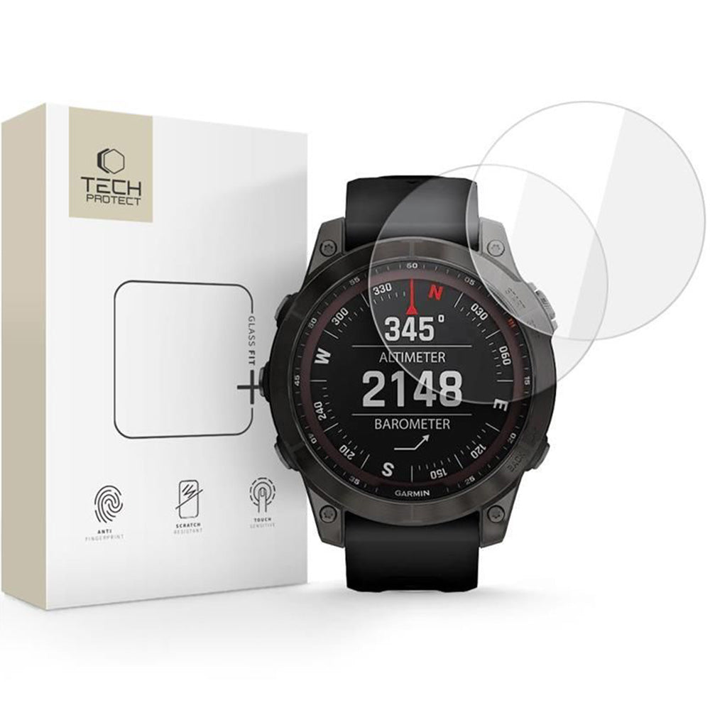 Gehärtetes Glas für Garmin Fenix 7X / 7X Pro, Tech-Protect Glass Fit Plus, 2 Stück