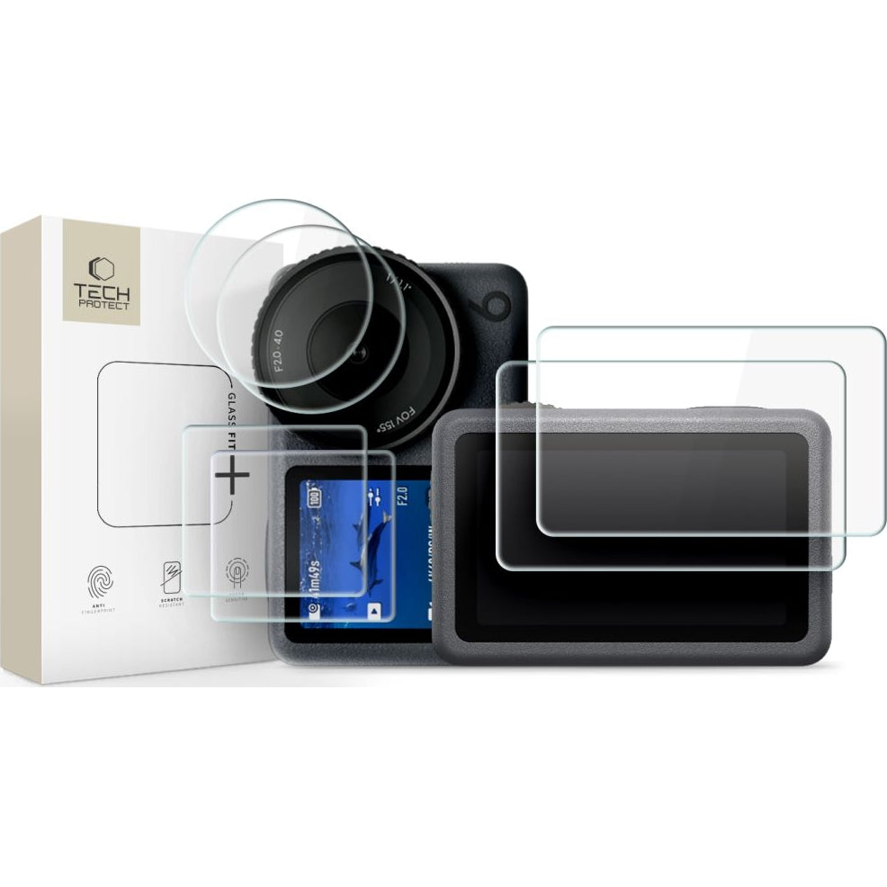 Gehärtetes Glas für DJI Osmo Action 6, Tech-Protect Glass Fit Plus, 2 Sets