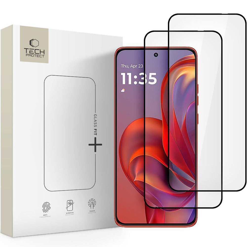 Gehärtetes Glas für Motorola Edge 60 Neo / 50 Neo, Tech-Protect Glass Fit Plus, 2 Stück, Schwarzer Rahmen