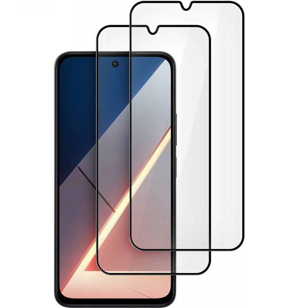 Gehärtetes Glas für Xiaomi POCO M7 4G, Tech-Protect Glass Fit Plus, 2 Stück, Schwarzer Rahmen